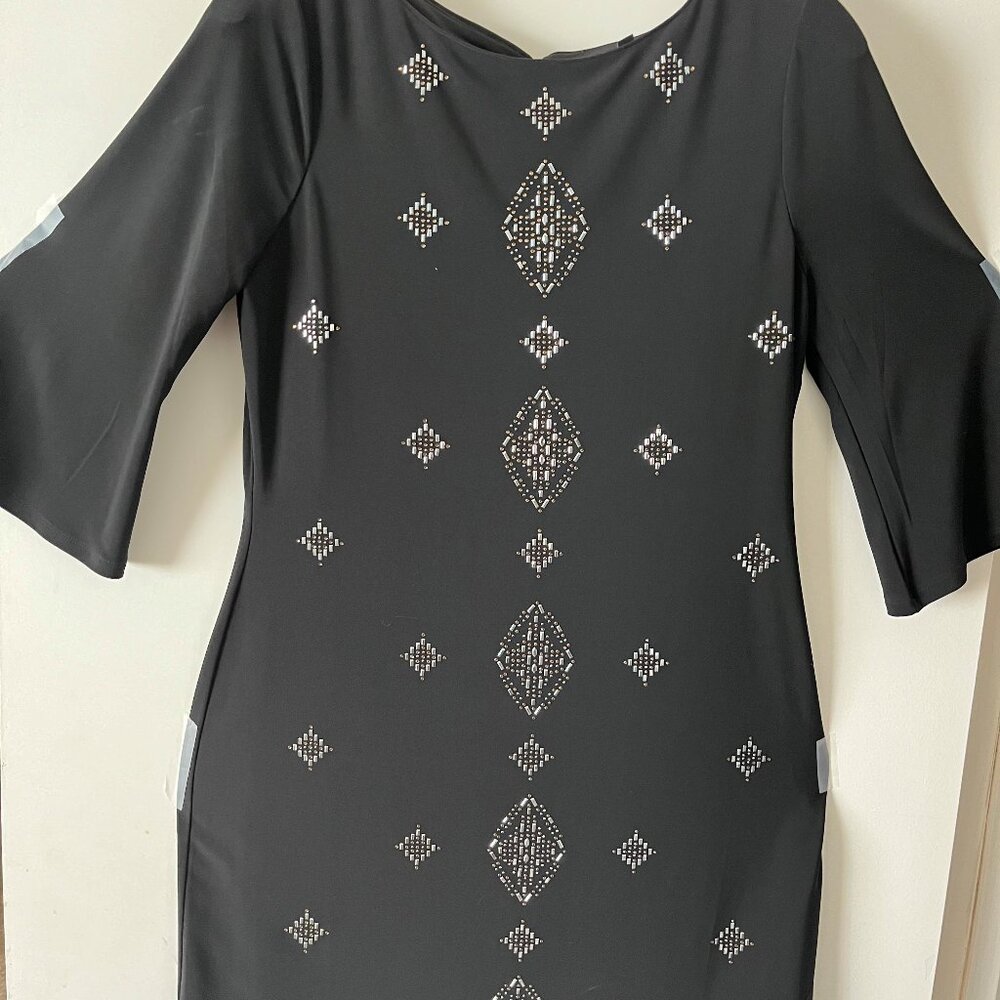 White House Black Market Black Cocktail embellished Sheath Dress PM - Worn once
